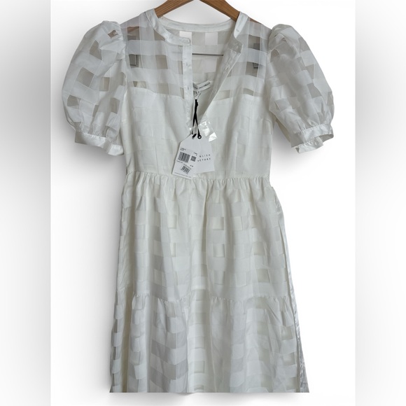 English Factory White Organza Grid Midi Dress - Picture 7 of 8